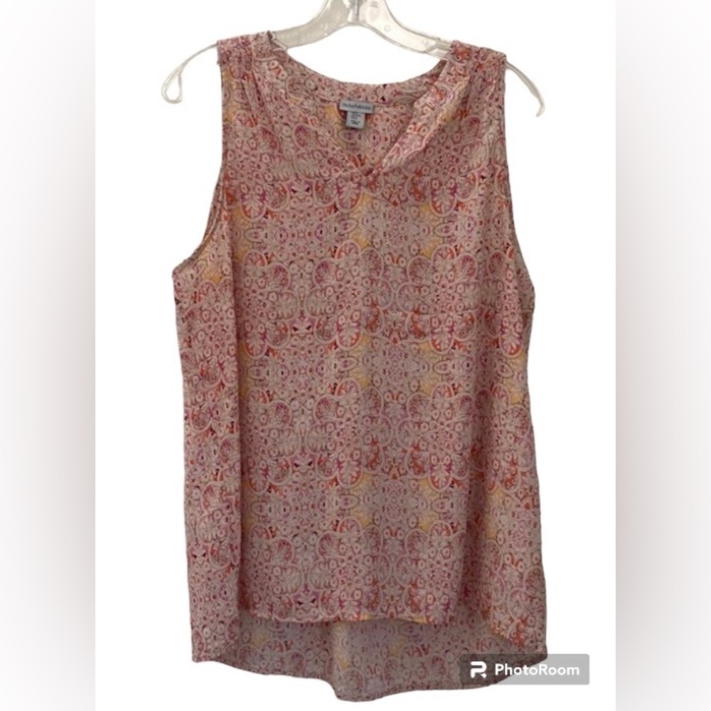 Paraphrase Multi Color Pattern Tank Top With V Cut Neckline Size Medium